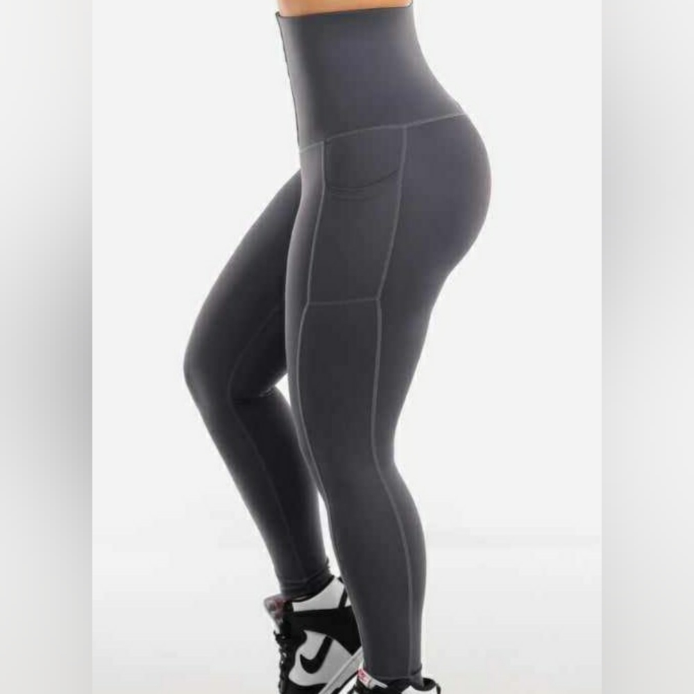 Gray High Waisted Corset Legging - Picture 3 of 6